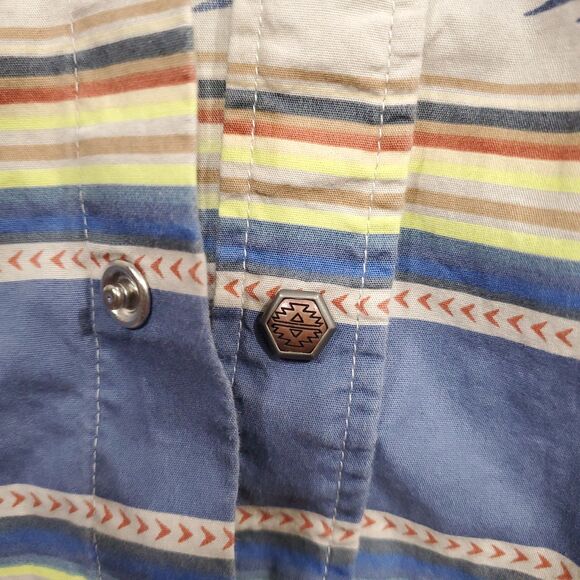 Ariat Retro Fit Mens Shirt XXL Striped Aztec w/ Pearl Snap Buttons Southwestern - Picture 16 of 16